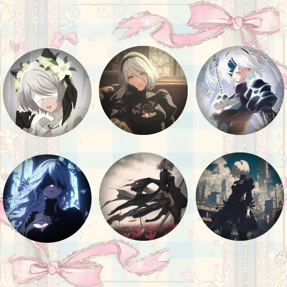 Game Nier A-Automata 2B Badges Round Exquisite Badge Brooches Creative Pins For Clothes Hat Backpack Gift Accessories