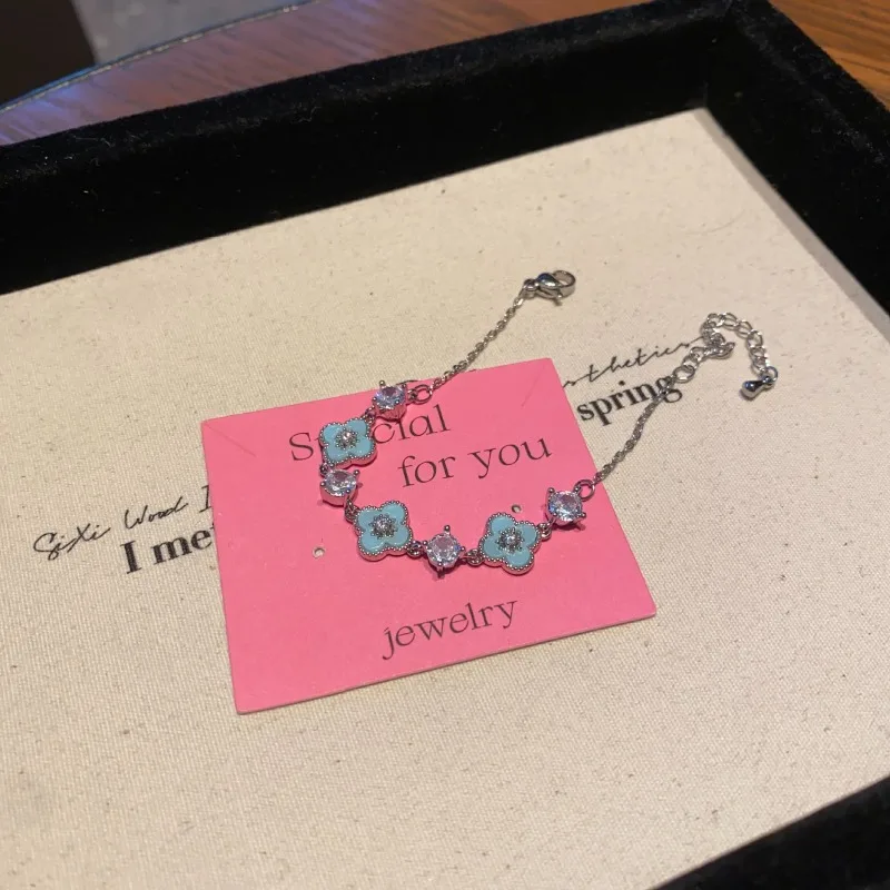 الكورية الجديدة كريستال زهرة سوار للنساء الأزياء التصميم الأصلي الفولاذ المقاوم للصدأ سوار مجوهرات فاخرة اكسسوارات هدية #4