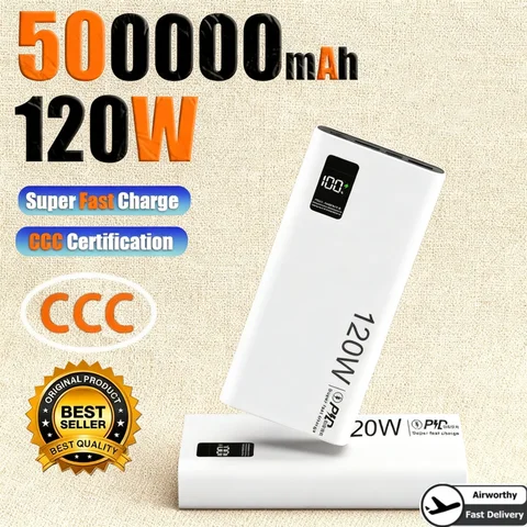 500000mAh Large-capacity Super-fast Charging Power Bank With Digital Display Portable Mobile Power Supply for All Phones