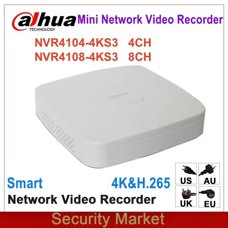 Original Nunua anglais NVR4104-4KS3 NVR4108-4KS3 4/8 CH Smart 1U 4K & H.dissis Lite enregistreur vidéo réseau