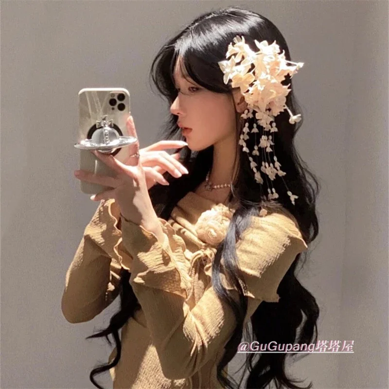 Super fairy lily of the valley flower fringed hairpin retro new Chinese flower hair accessories