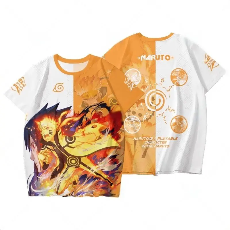 Camiseta de Manga Corta para Padres e Hijos de Bandai Anime Naruto, con Estampado de Sasuke, Naruto y Kakashi, de Secado Rápido, Transpirable y Cómoda