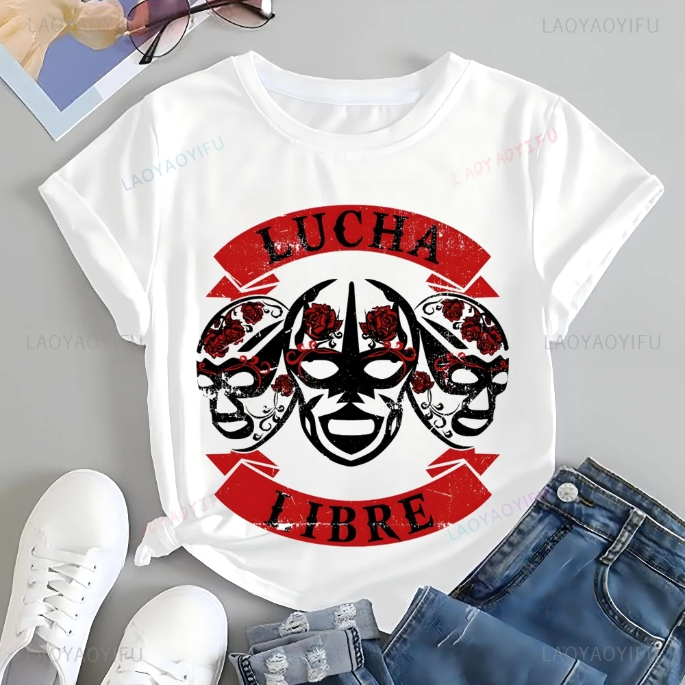 Lucha Libre Mexican Pro Wrestling Printed T-shirt Top Lucha Libre Trend Short Sleeve Unisex Shirt Graphic Oversized T-shirt