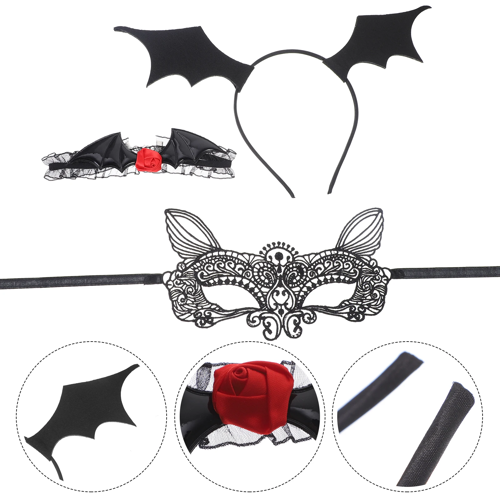 

Halloween Bat Costumes Headb Black Choker Set Decorations Lace Outfits Sexy Accessories Masquerade Masks Women Halloween