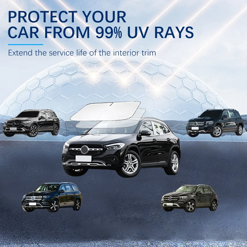 

Car Windshield SunShade Sun Visor Foldable Parasol Blocks UV Rays For Benz GLC GLE-AMG GLB-AMG GLS C GLA G-AMG EQE SUV
