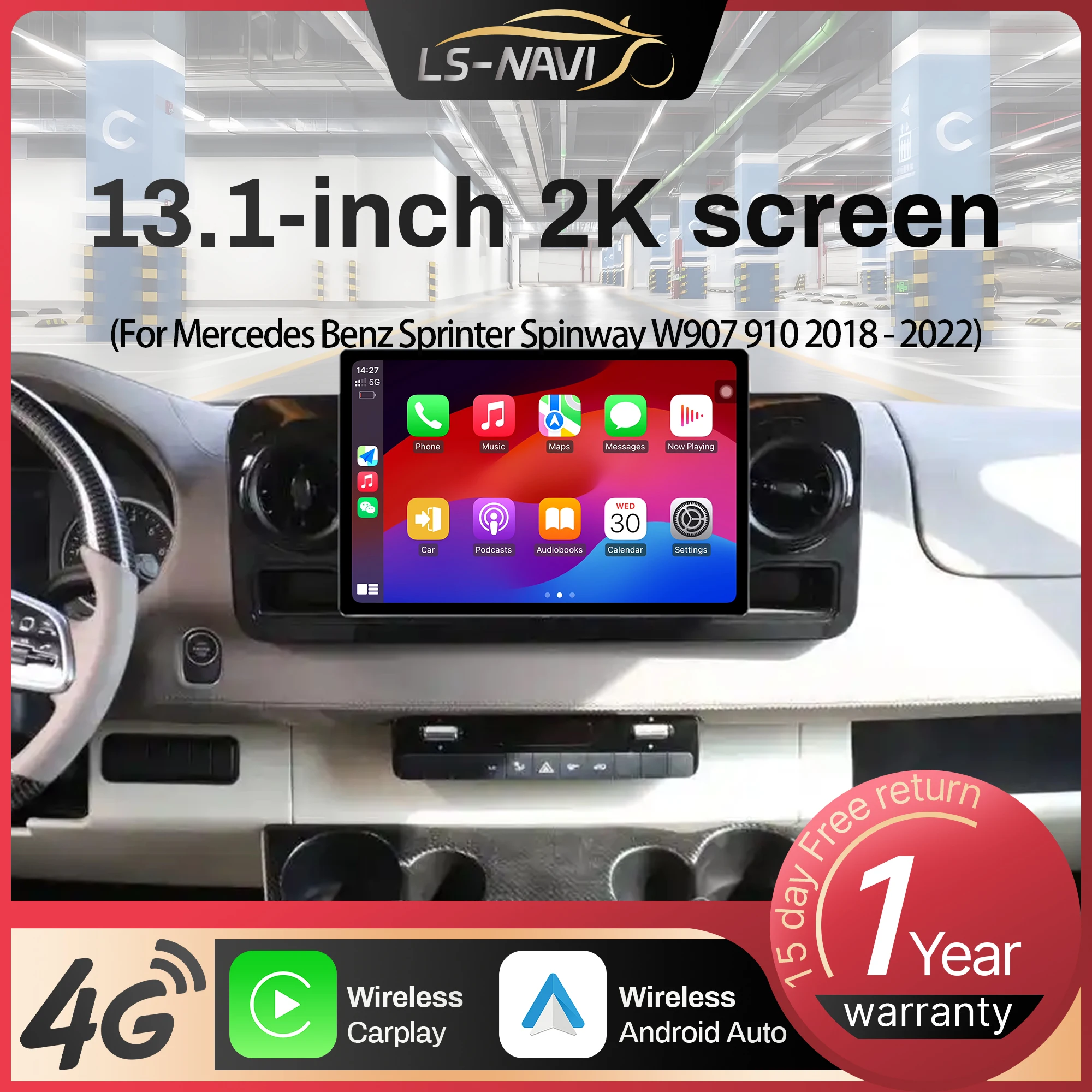 

13.1”Android For Mercedes Benz Sprinter Spinway W907 910 2018-2022 Car Radio Wireless Carplay GPS Multimedia QLED Screen Stere