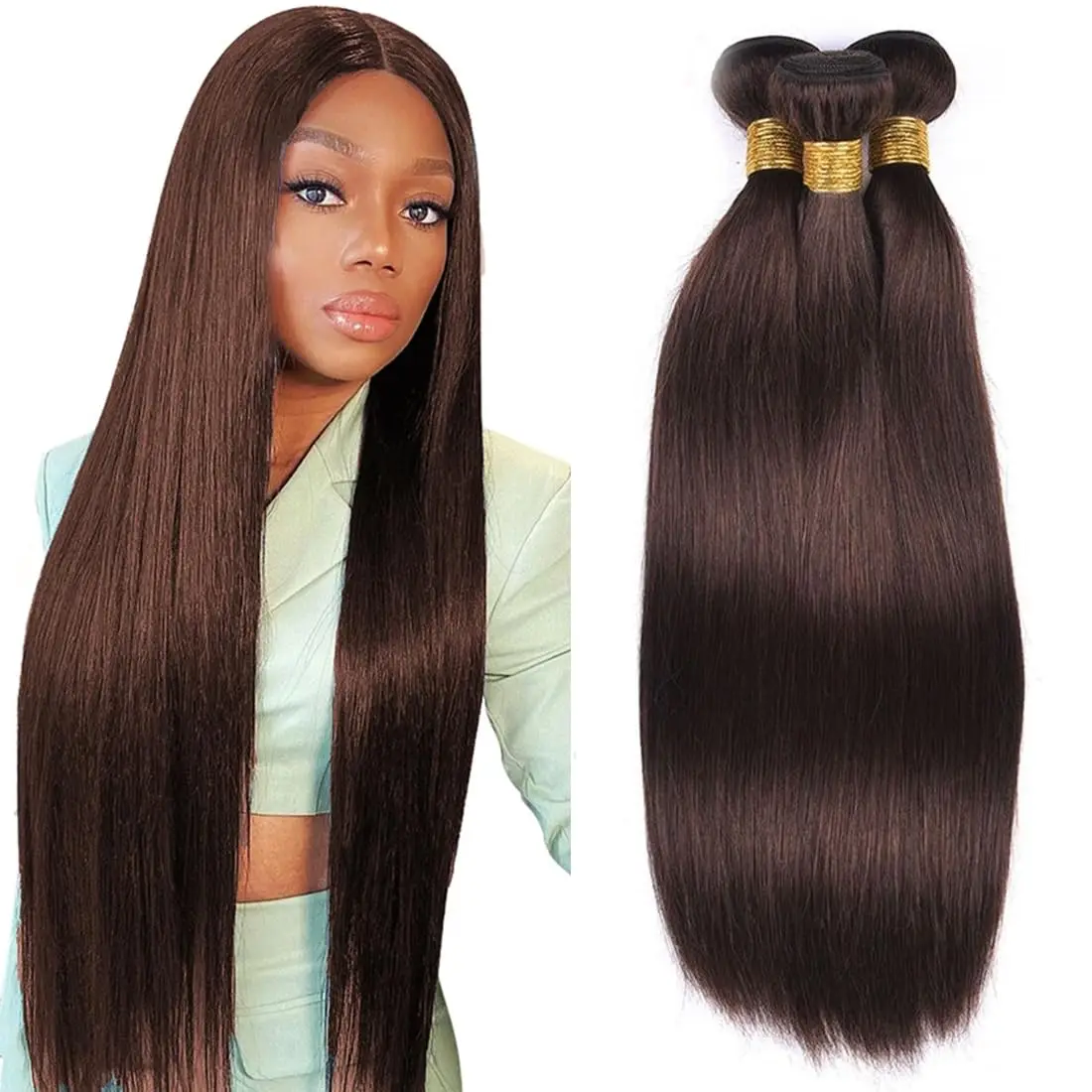 

Brown Bundles Chocolate #2 Color Dark Brown Straight Bundles Human Hair Unprocessed Brazilian Virgin Hair Double Weft Weave