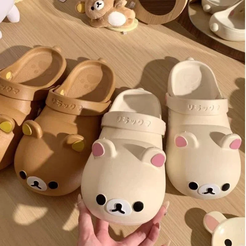 جديد Rilakkuma حذاء بفتحة الدب المريح مزيل العرق ومضاد للانزلاق شباشب ستيريو كرتونية إبداعية أحذية دمية الدب باوتو