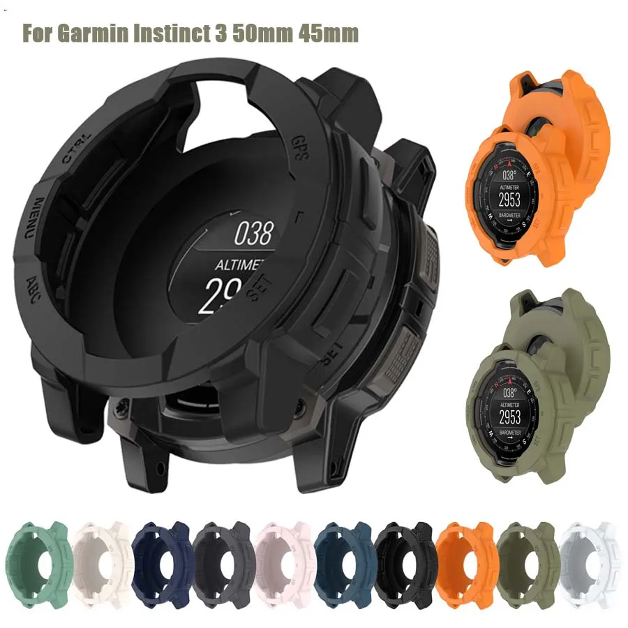 For Garmin Instinct 3 Solar AMOLED 45mm 50mm Case Cover Silicone Protective Shell Frame Bumper For Garmin Instinct 3 Protector
