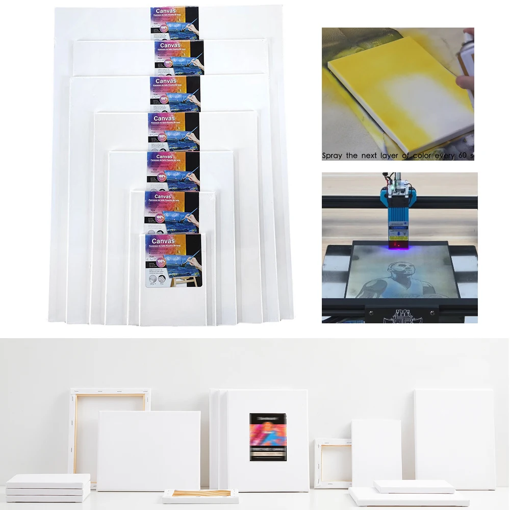 1PCs Laser Engraver Canvas Panels Frame Oil Painting Board For Laser Engraving TTS /CO2 DIY Drawing Gift Acid Free Canvas Board