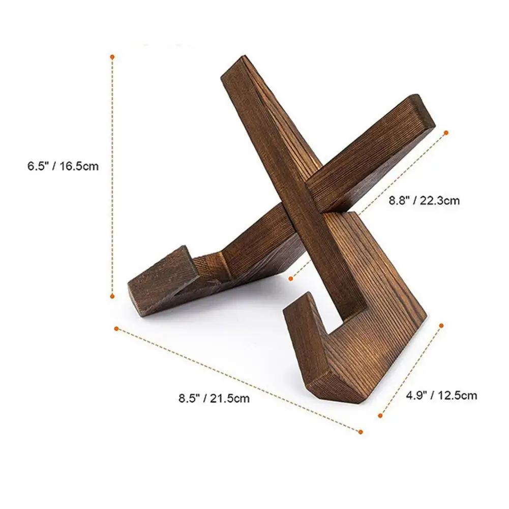 Wooden Bookend Plate Stand Bowl Display Holder Strong Load-bearing Desktop Easel Frame Holder