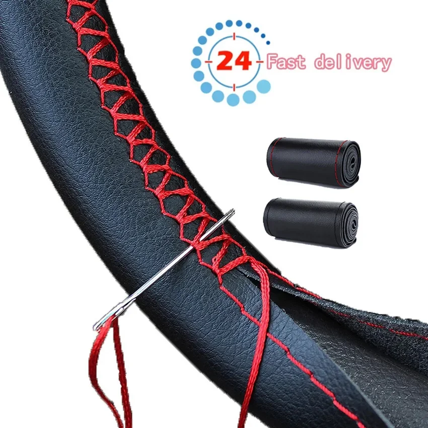 38cm Braid On Steering Wheel No-slip Car Steering Wheel Cover With Needles and Thread Artificial Leather Auto Car Accessories