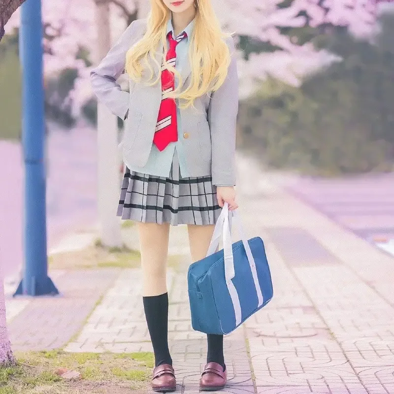 Twój żart na prima aprilis Miyazono Kaori Cosplay kostiumy Arima Kousei peruki syntetyczne spodnie kurtka spódnica mundurki szkolne dziewczyny