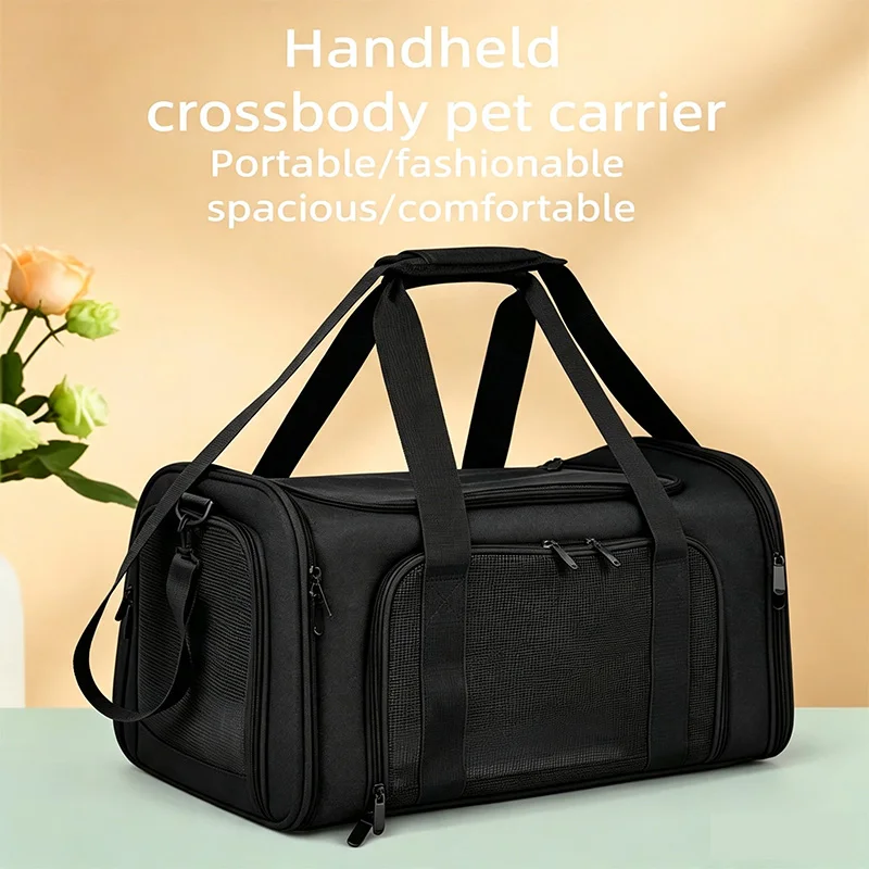 Oxford Cloth Pet Travel Carrier Breathable Mesh Pet Car Bag Portable Dog Cat Transport Handbag For Car Driving Outdoor Trip