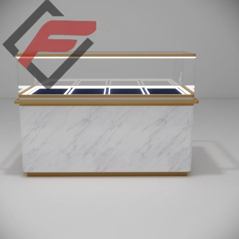 custom.Luxury Jewelry Display Cabinets LED Lighting Solid Wood Iron Tempered Glass Showcases Jewellery Shop Custom Counter D