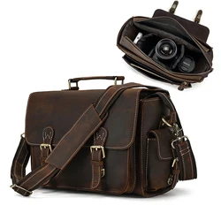 Leather camera bag Crazy Horse leather detachable inner bag SLR camera bag Leather going out shoulder crossbody bag