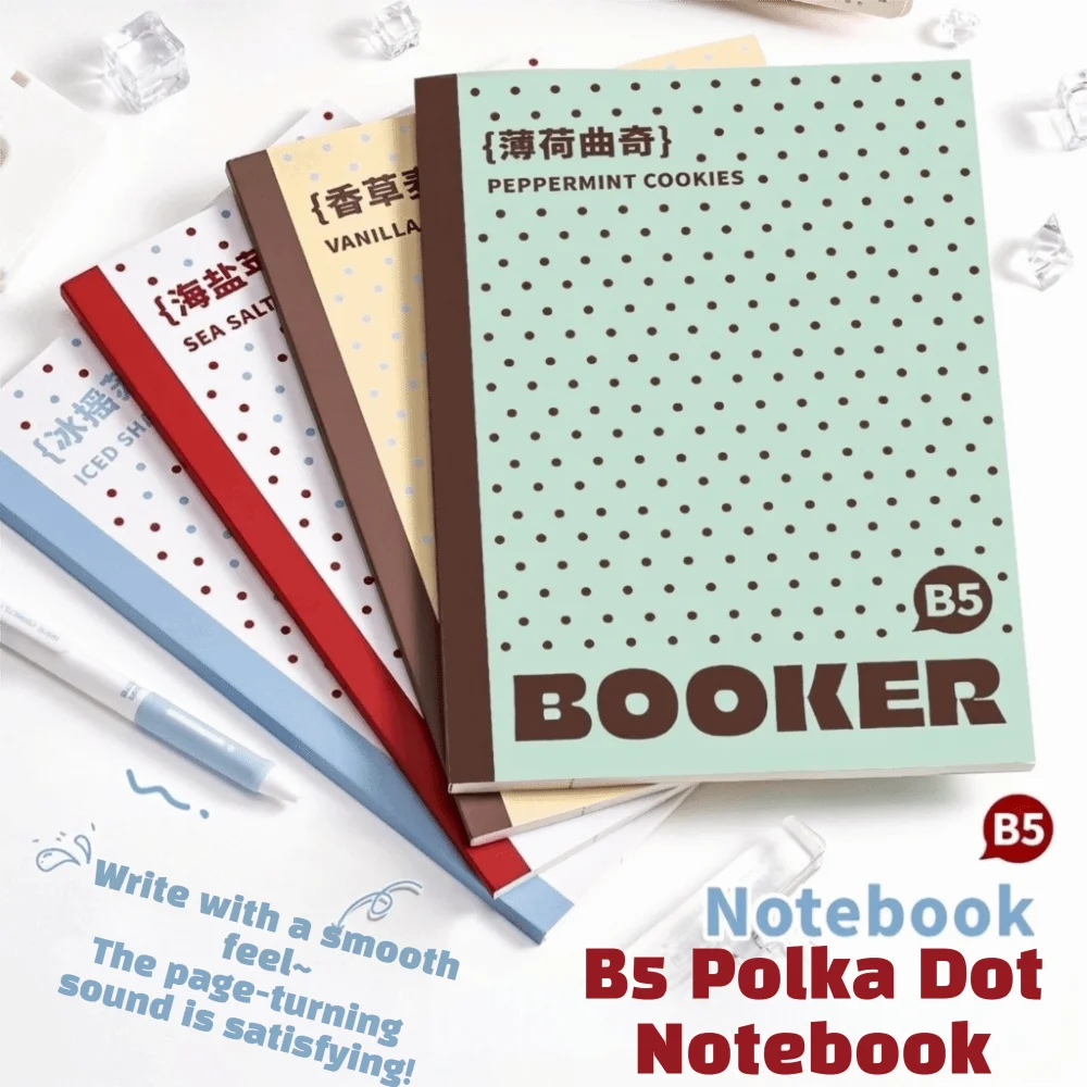 2 pcs/set Polka Dot B5 Loose Leaf Notebook Thin Soft Cover Punched Pages Lined Journal 60 Sheets Horizontal Line Inner Page