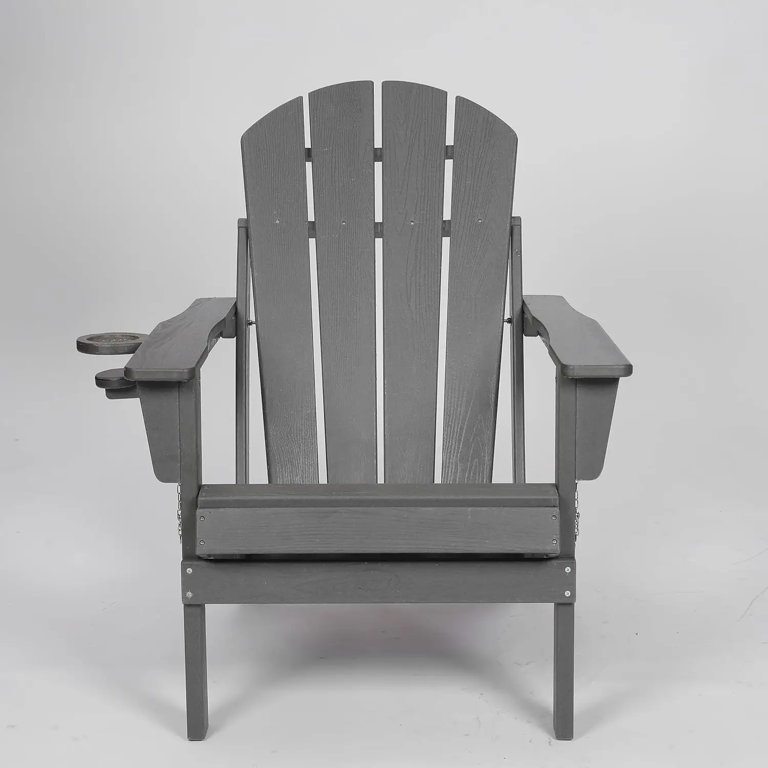 HDPE Folding Adirondack Chair Cup Holder Wood Texture Outdoor Large Seat Tall Backrest Wide Armrests 350lb, Customized