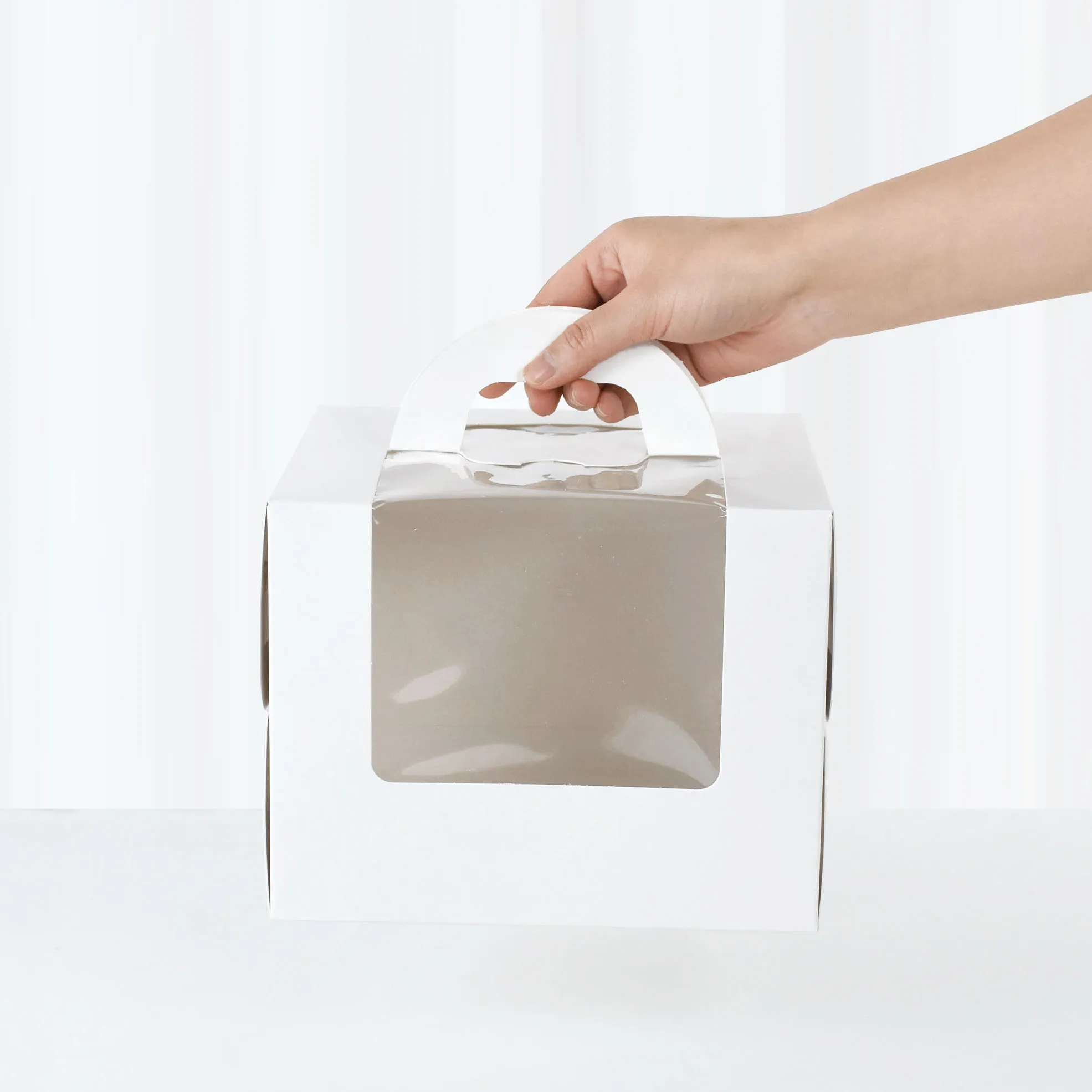 1/3 قطعة صندوق كعك نافذة صديق للبيئة مع مقبض الزفاف عيد ميلاد الطفل دش حفلة لصالح التعبئة والتغليف الكعك الكعك هدية العرض