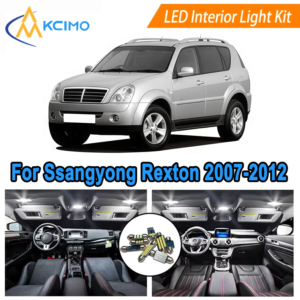 

Direct Fit LED Interior Bulb Set For Ssangyong Rexton (2007-2012) Super Bright 6000K LED Bulbs Dome Map Door Lights