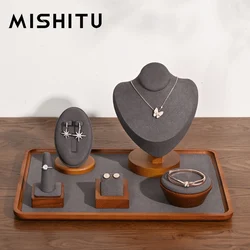 MISHITU Solid Wood Jewelry Display Props Rings Earrings Necklace Bracelet Jewelry Display Stand for Shop Window Display Holder