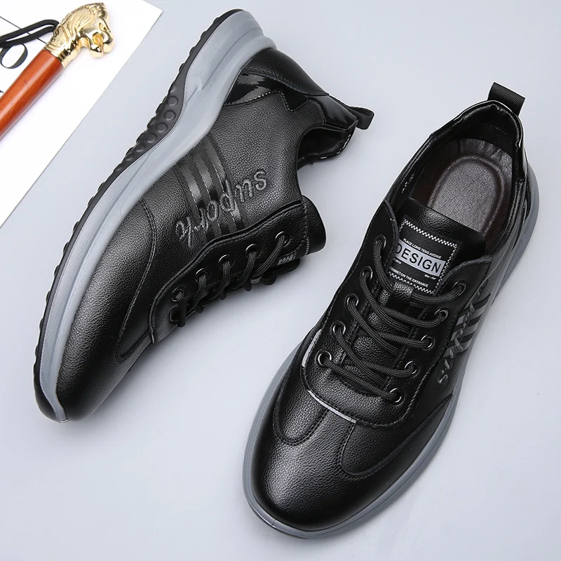 

High Quality Brand Men's Genuine Leather Casual Shoes Thick Soled Outdoor Hiking Shoes Men's Sports Shoes Office Work Shoes