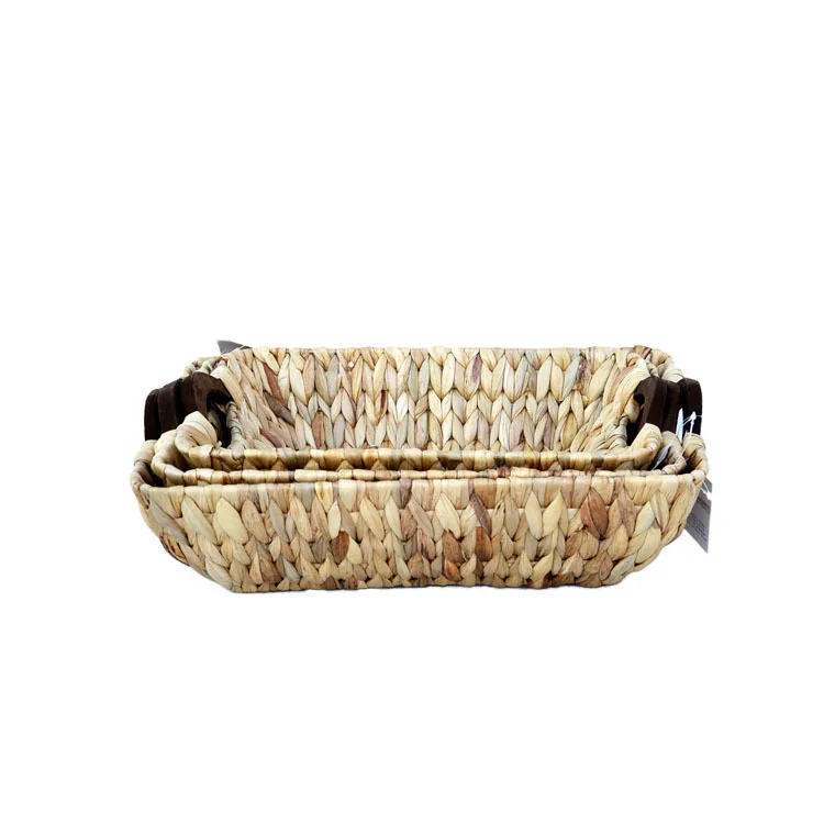 Custom set of three water hyacinth hand-woven fruit baskets, bread baskets, hand-woven baskets, gift baskets