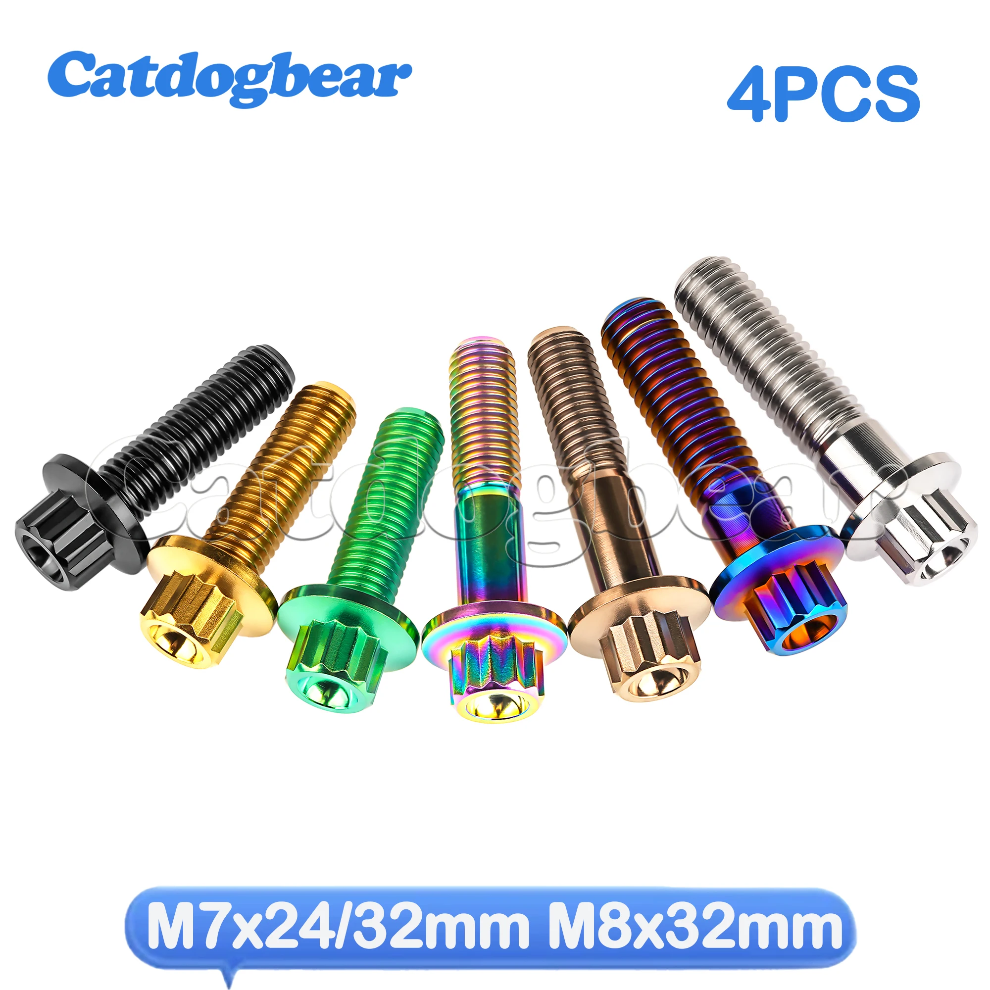 

Catdogbear Titanium Bolt M7x24/32mm M8x32mm Flange 12 Points Screw for Car Wheel Split Rim