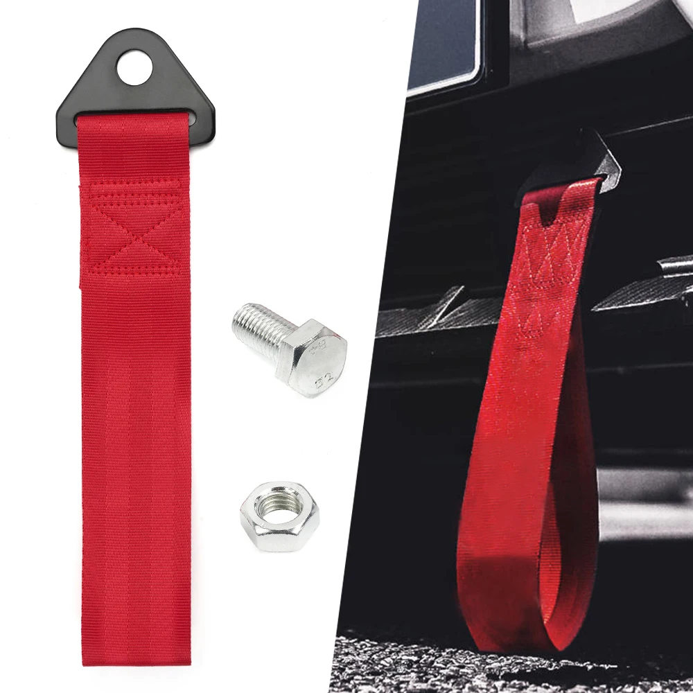 RASTP-Smooth Material Towing Rope Nylon Tow Eye Strap Tow Loop Strap Racing Drift Rally Emergency Tool Front Rear RS-BAG013A-NM