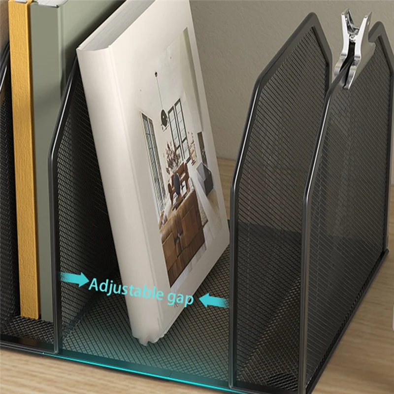 Top-Per scrivania Portadocumenti verticale per ufficio Organizzatore di cartelle di file in metallo a 7 sezioni Selezionatore di documenti in rete per libri, raccoglitore