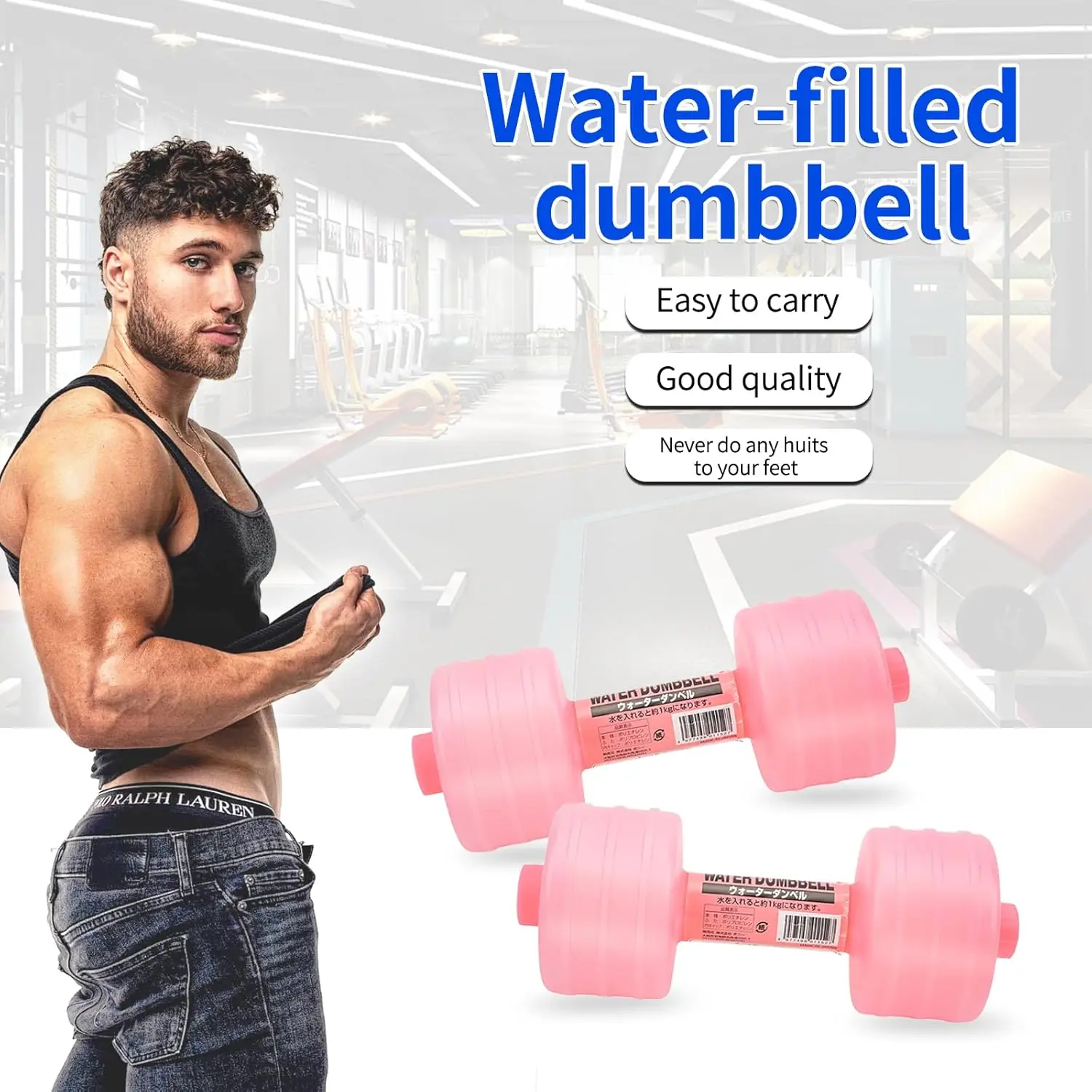 Mancuernas llenas de agua, 1kg, mancuernas vacías portátiles, agua, arena, arroz, mancuernas auto llenas, equipo de ejercicio deportivo, 1/2 Uds.