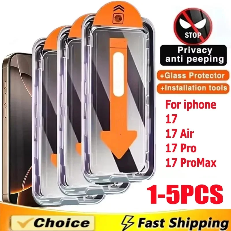2025 1-5 قطع من الزجاج المقسى المقاوم للغبار والمضاد للظهور مناسب لهاتف Apple 17 17Air 17Pro 17Pro Max