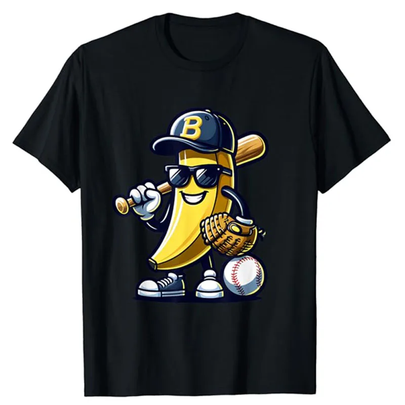 

Banana Playing Baseball Fruit Lover Baseball Player T-Shirt Cute Funny Baseball Fans Graphic Outfits Short Sleeve Blouses Gifts