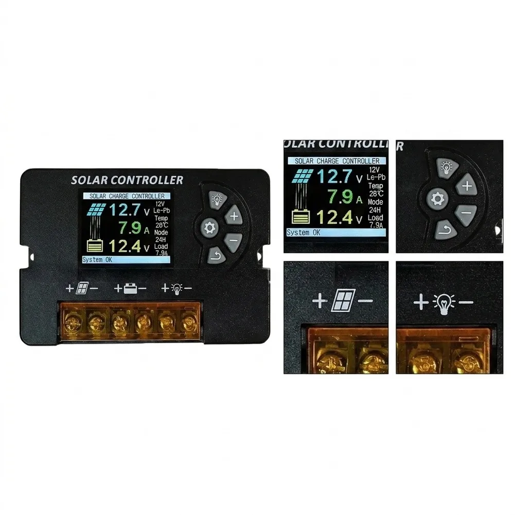 LCD For Solar For Charge Controller with Memory Function for Power Outage Recovery and Real-Time System Monitoring