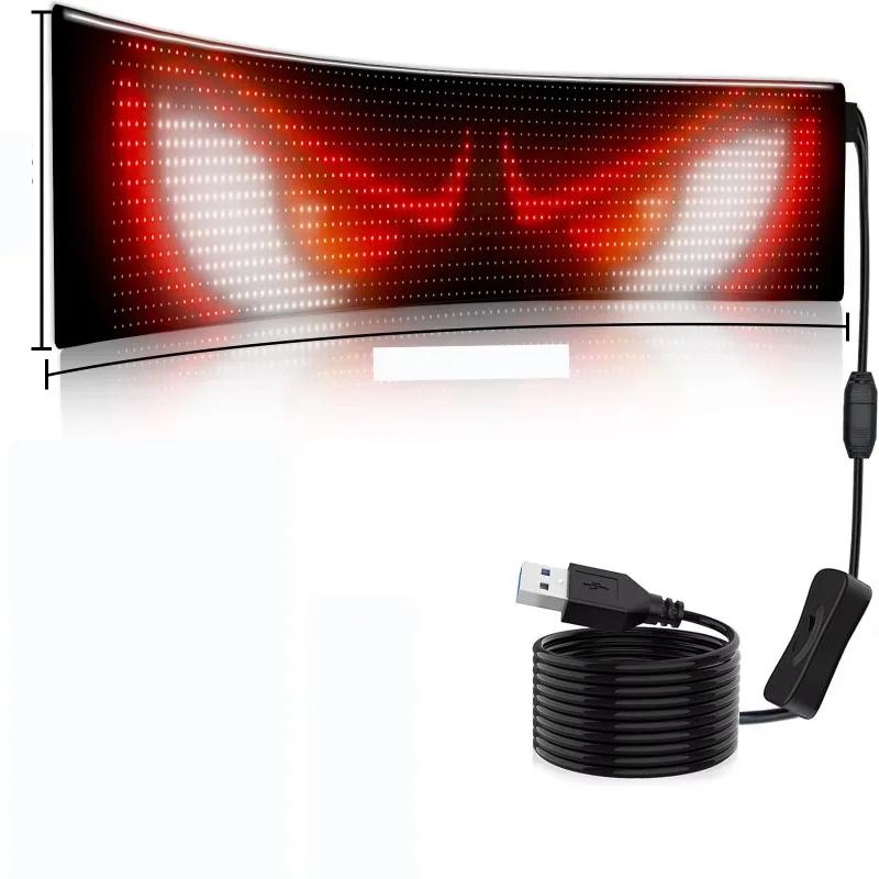 

374X92MM Application Programmable Light Emitting Diode Car Signage USB 5v Scroll Information Light Matrix Panel Decoration