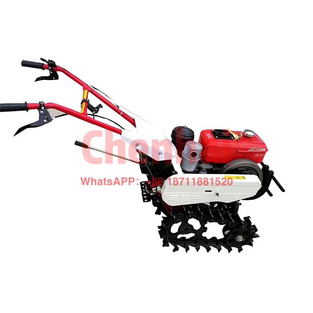 

Chain track electric start field cultivator 7.5HP chain track trencher