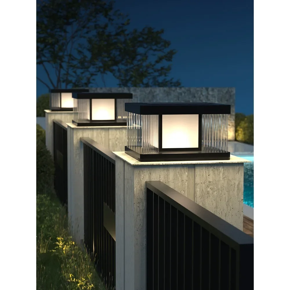 

Solar stigma lamp courtyard villa gate pillar lamp modern simple outdoor waterproof courtyard wall wall gate pillar lamp