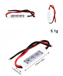 10pcs Mini 12V LED Light Dimming 3 Button Controller Dimmer Driver and Switch Latest Control LED Light Bar
