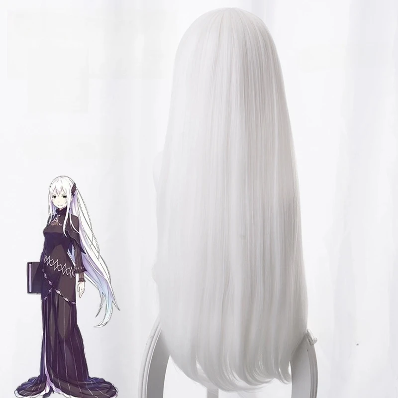 RE: ZERO Inizia la vita in un altro mondo Parrucche cosplay Echidna Boku Capelli lunghi lisci bianchi Ragazze Donna