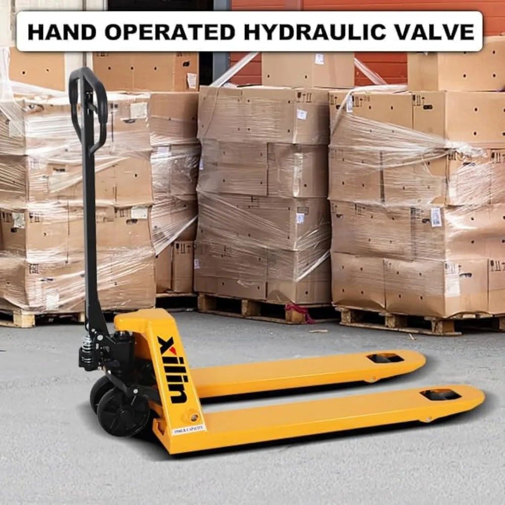 Manual Pallet Jack Truck, Hand Pallet Jack 5500Lbs Capacity 48" L x27 W Forks Standard Duty Pallet Jacks