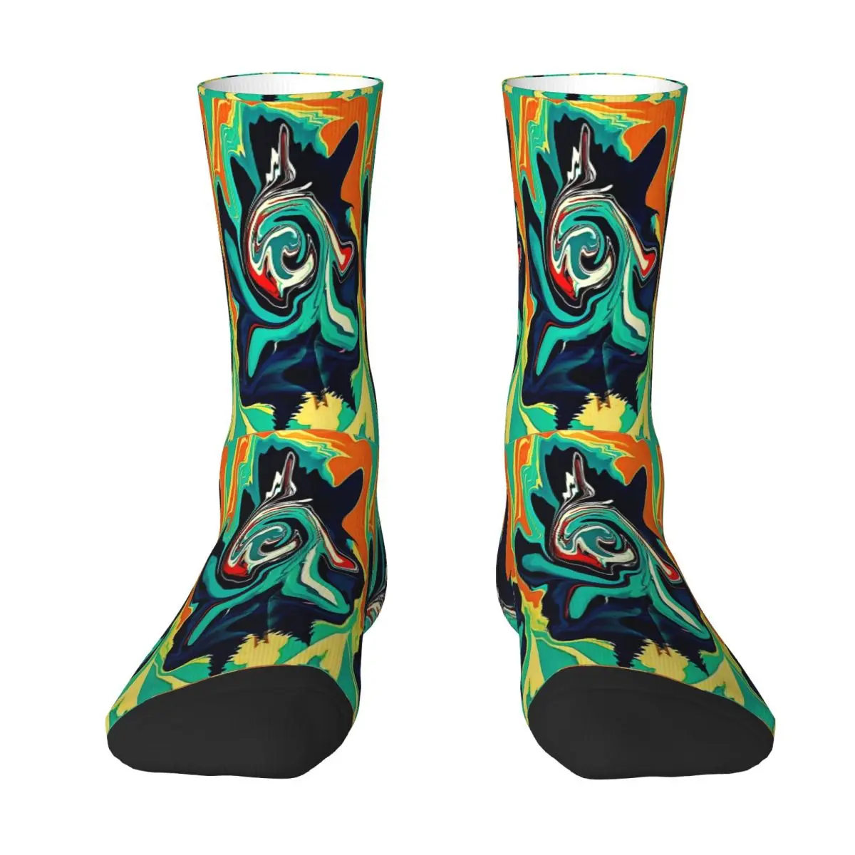 Abstract Fluid Retro Art Stockings Colorful Marble Painting Pattern Pattern Socks Winter Anti Skid Socks Men Climbing Socks