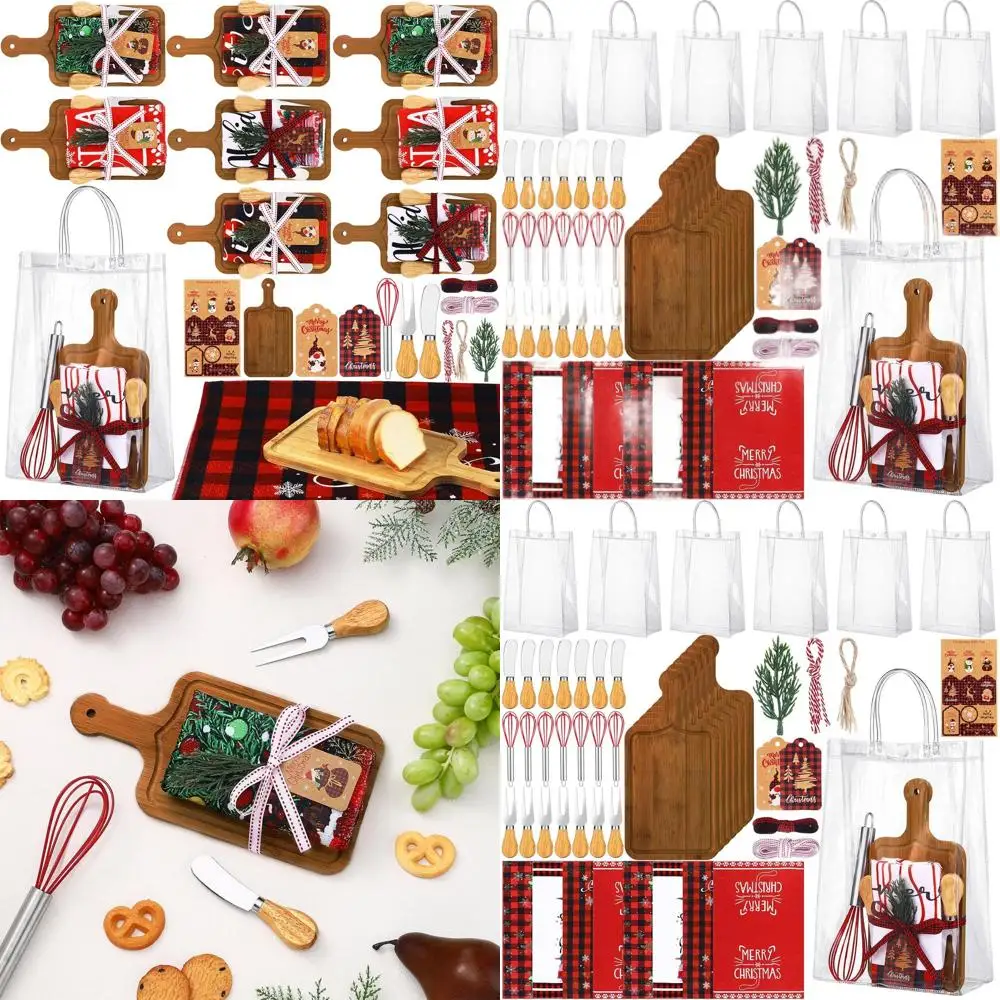 

Набор из 12 бамбуковых мини-досок для сыра с разбрасывателями, ножами, вилками, полотенцами, венчиками — идеальное Рождество, свадьба, подарок на детский душ