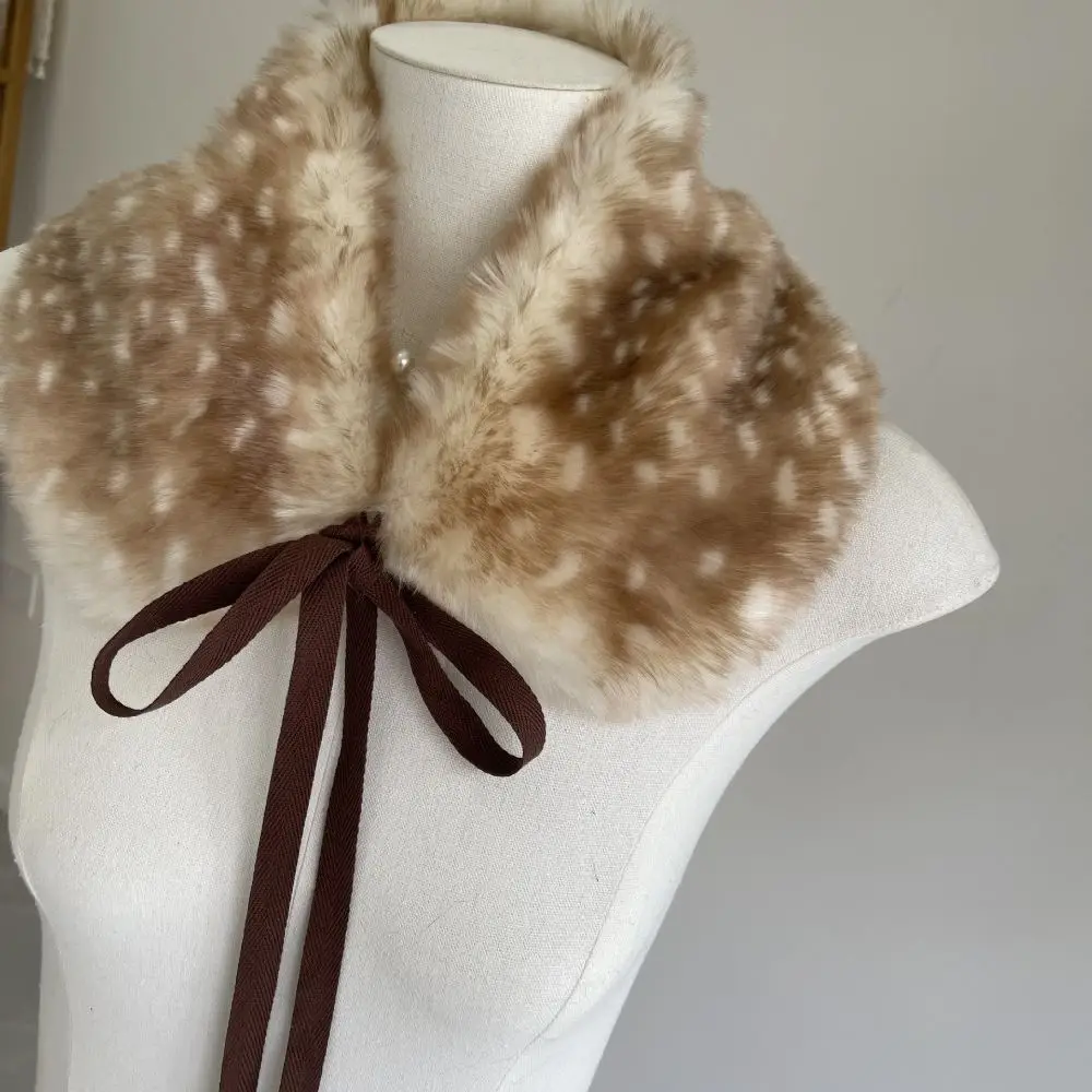 Thick Deer Pattern Faux Fur Scarf Leg Cover Faux Mink Fur Mink Fur Fake Collar Cozy Skin Friendly Windproof Cross-tie Scarf