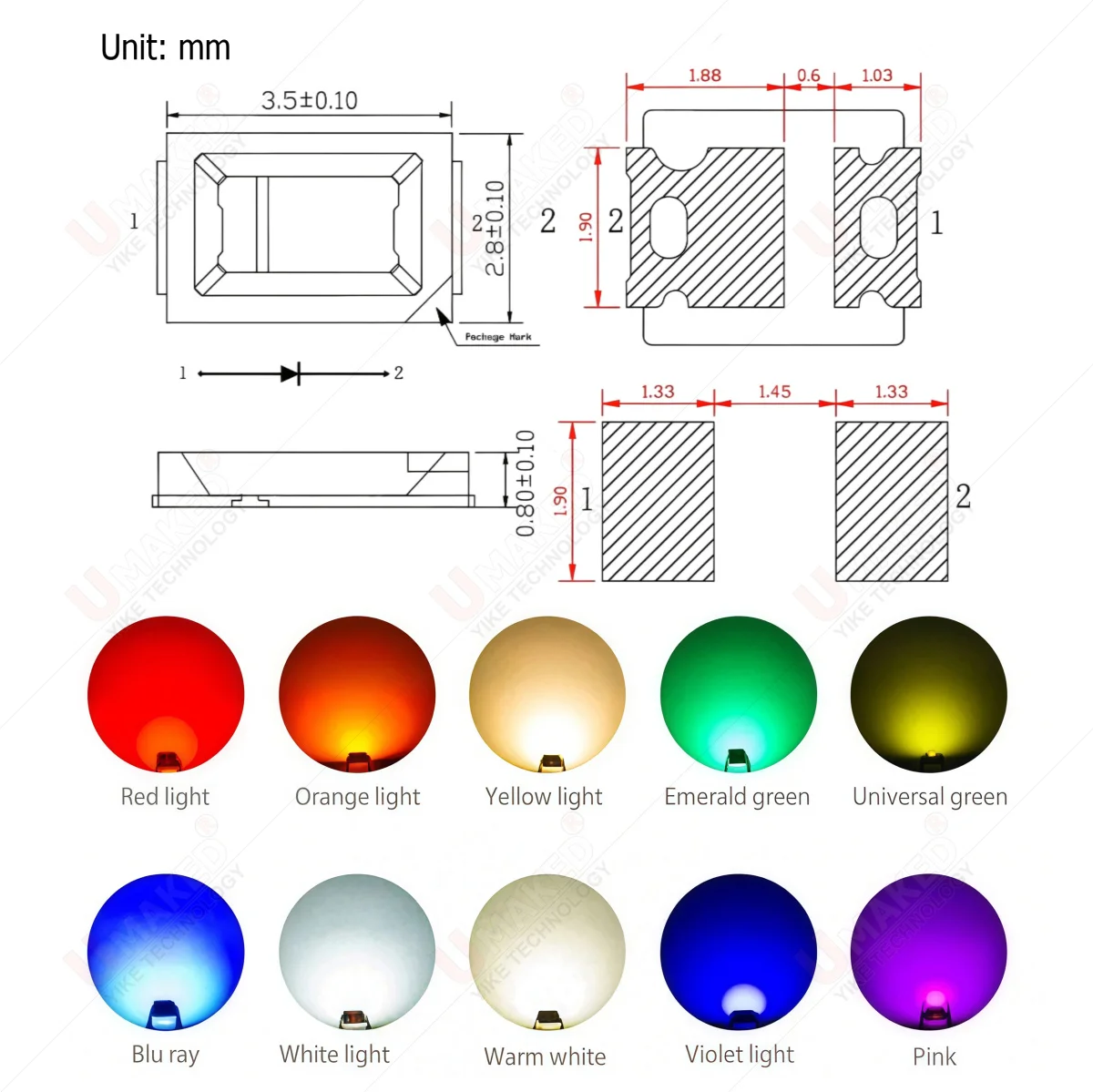 100PCS High Brightness SMD LED 2835 0.5W White 3v 6V 9V 18V 36V 150MA/100MA/30MA/60MA/350ma led emitter diodes lamp bead chip