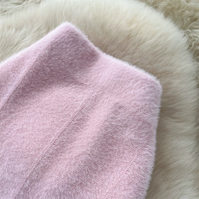 Damen Kunstnerz Gestrickter Meerjungfrauenrock Hohe Taille Weicher Flauschiger Warmer Pulloverrock Herbst Winter Eleganter Figurbetonter Langer Midirock 636 – Detail 22