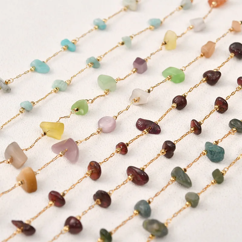 Copper Plated 14k Gold Natural Cat's Eye Gravel Garnet Chain DIY Earrings Bracelet Necklace Jewelry Material Accessories