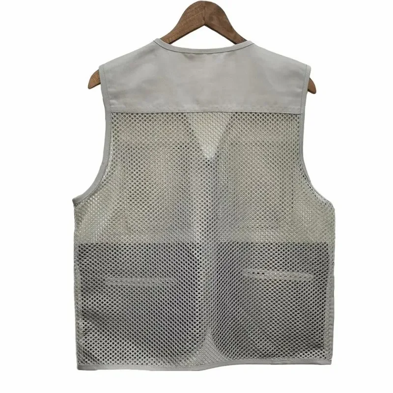 Zomer Dunne Heren Vest Jas Effen Kleur Mesh Ademend Multi-Pocket Gilet Reizen Camping Vissen Fotografie Werk Vest Top