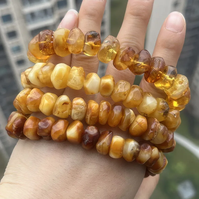 100% Real Yellow Amber Bracelets for Unisex Unique Irregular Original Diy Beads Natural Stone 2026 New Healing Jewelry Wholesale view 6