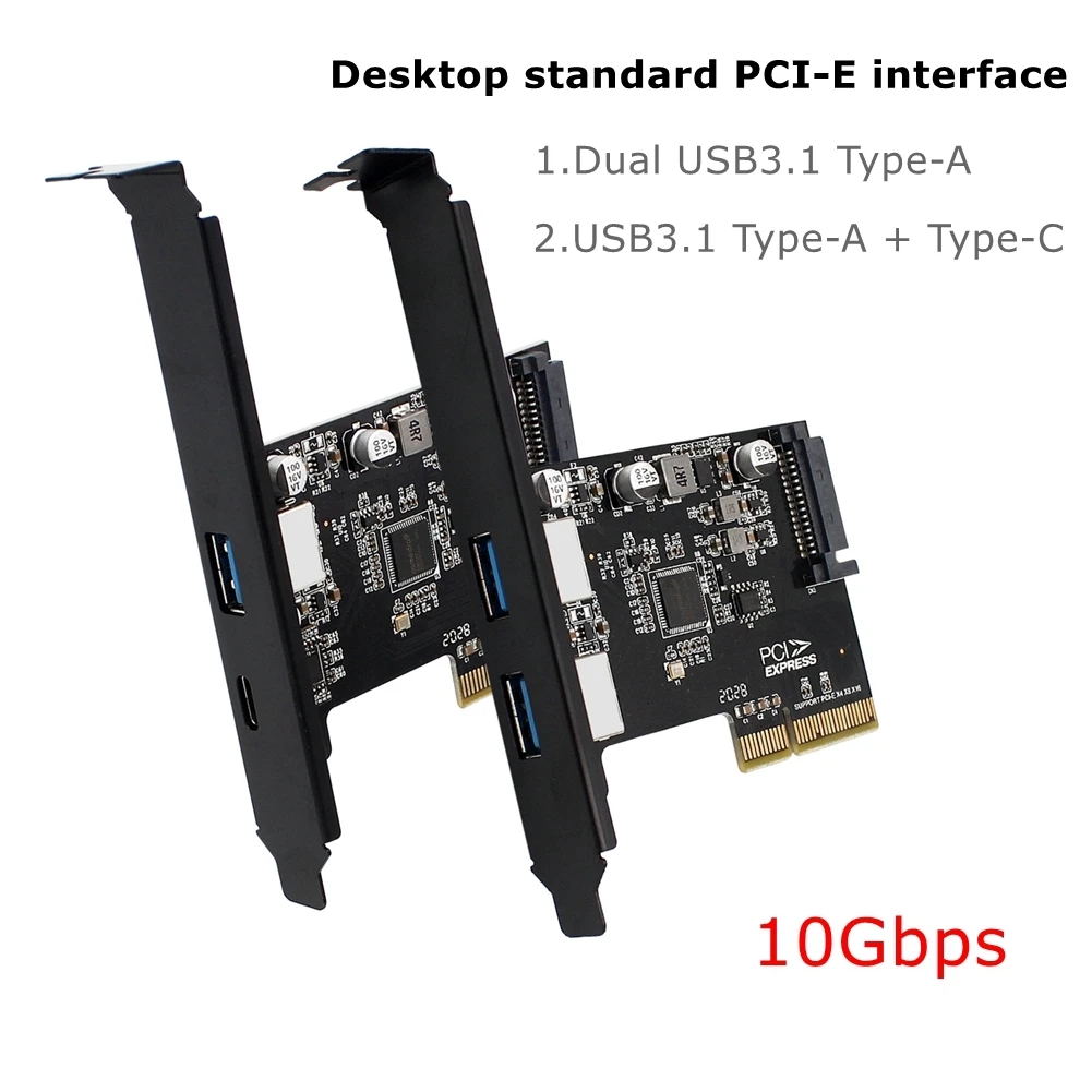 Add on Cards USB 3.1 PCI Express Adapter Riser USB3.1 Type-C Type-A PCI-e 4x Controller USB3 Pcie X4 Converter Expansion Card