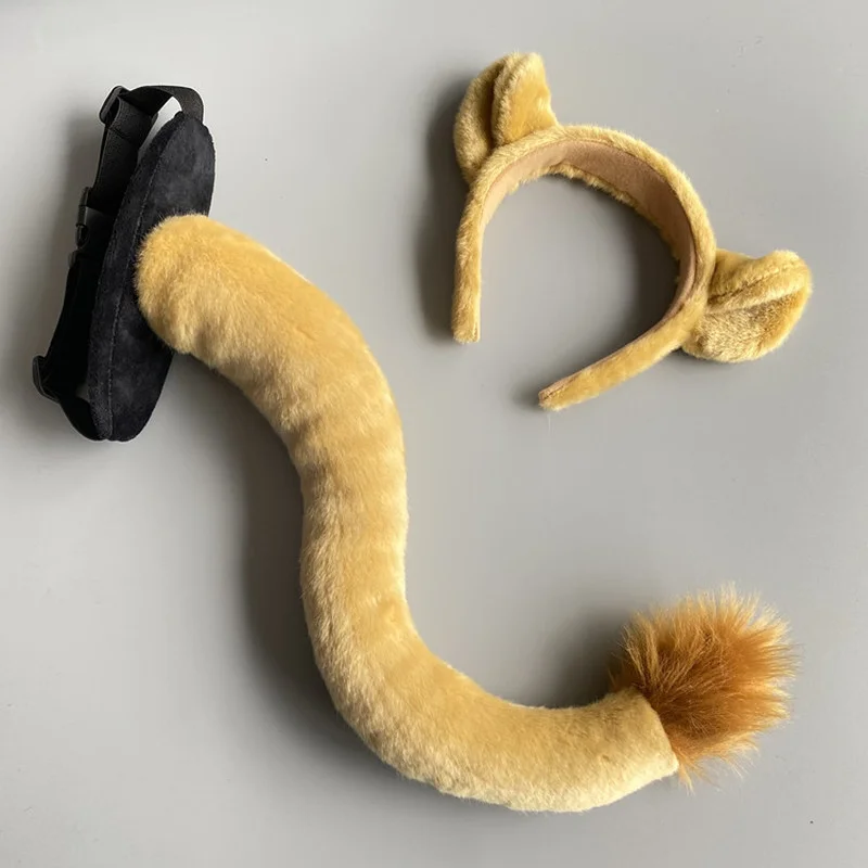 الكبار الاطفال أفخم الكرتون الأسد الغابة الحيوان ذيل الأذن عقال لعبة هدية حفلة عيد ميلاد الهالوين زي تأثيري